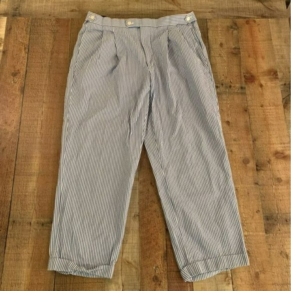 Brooks brothers mens seersucker blue and white striped dress pants -38”